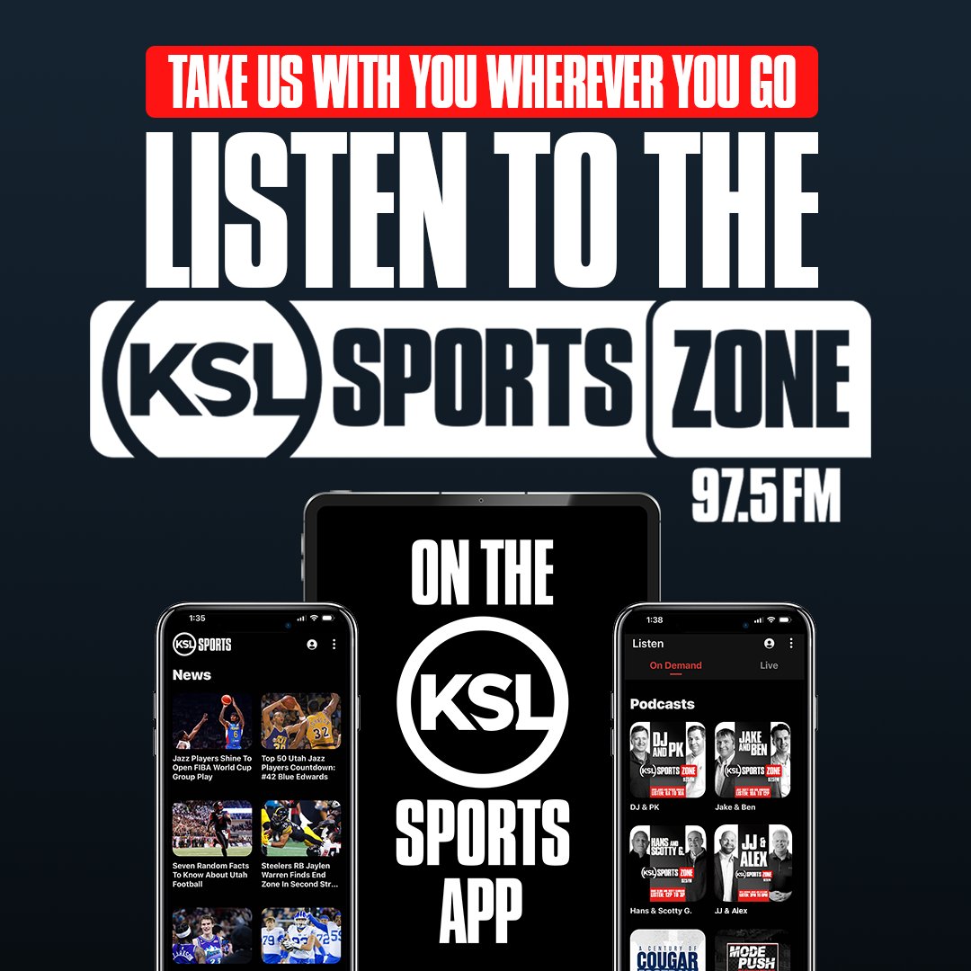 KSLSportsZone's tweet photo. Here's your Friday lineup on The KSL Sports Zone:

6-10 am: DJ &amp; PK

10 am-2 pm: Scotty G &amp; The Coach at NexGen Motors

2-7 pm: Jake &amp; Ben

6:20: @SaltLakeBees vs. @RiverCats (102.7 HD2)

7 pm: @utahmammoth vs. @GoldenKnights

📻 97.5-FM/1280-AM
📱 Download the @kslsports app https://t.co/Q7DCbnoZoh