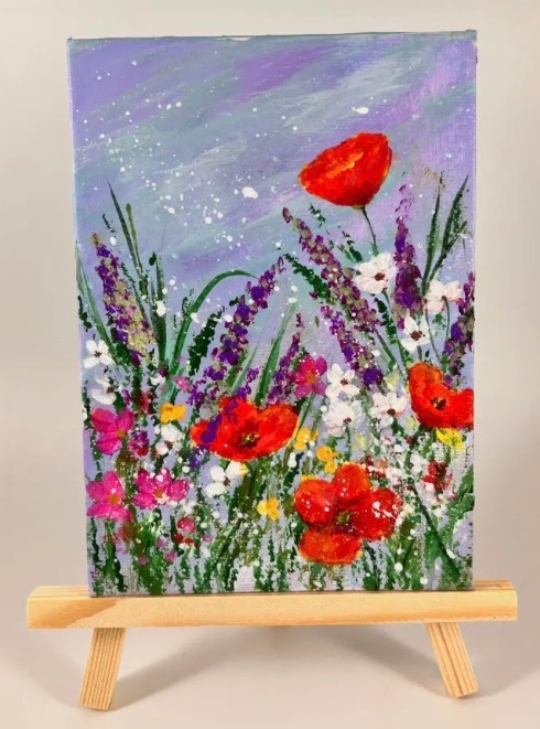 amazingraceart's tweet image. Mini wildflowers acrylic painting on canvas board #MHHSBD #shopindie