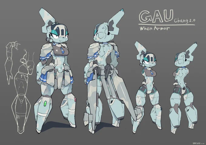 オリジナルAeromorphのGauちゃんを新たにデザインし直してみました。 #aeromorph #robot_girl #anthro