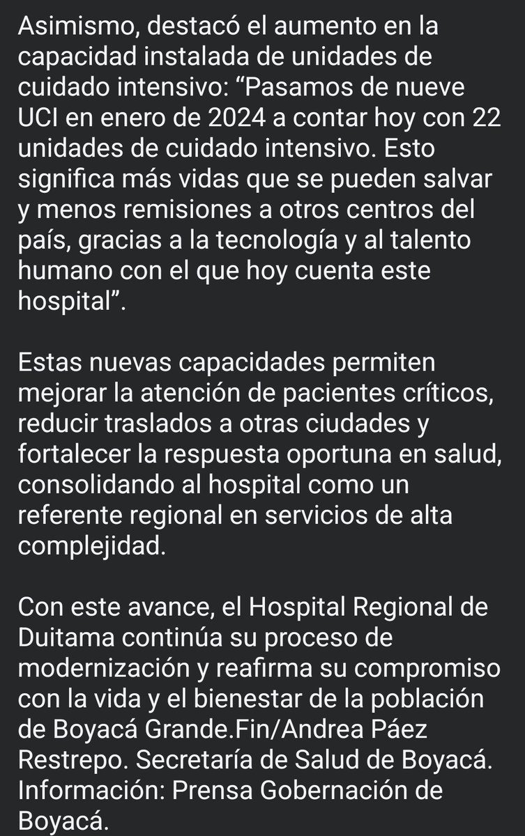 1anoticiass's tweet image. Hospital Regional de #Duitama, #Boyacá, fortalece su capacidad con nuevas UCI y tecnología de alta complejidad. 

El Hospital se consolida como uno de los centros de salud con mayor crecimiento en el oriente colombiano. @GobBoyaca. @CarlosAmayaR.