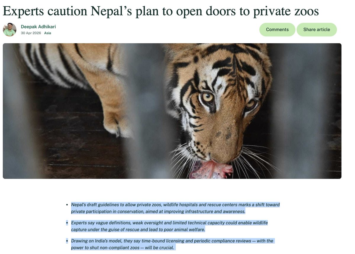 arj272's tweet photo. Private zoos in Nepal?
https://t.co/iDYNsTmuZD https://t.co/ldHQY2RgDz