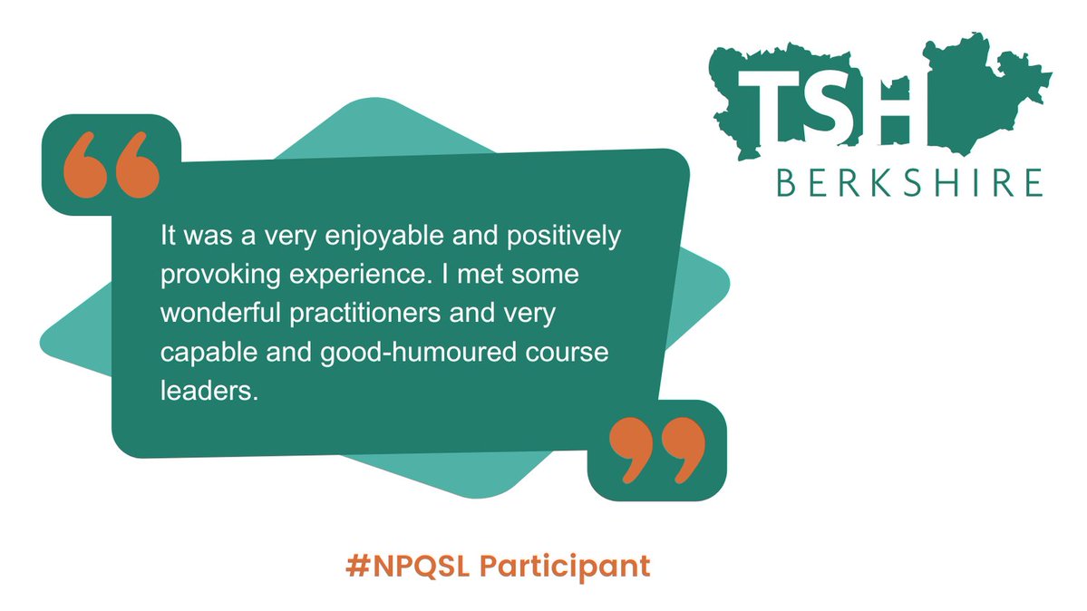 TSHBerkshire's tweet image. It's Feedback Friday! we love to share with you the successes of our NPQ participants. Here’s what one of our NPQs said about their experience with us...  
#NPQs 
#EnjoyYourWeekends 
#FeedbackFriday  
#TSHBerkshire 
#WeAreHereToSupportYou