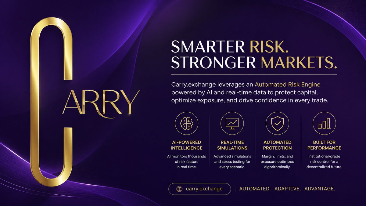 kmfaysal726's tweet photo. @CarryDEX is redefining risk management ⚡

An Automated Risk Engine powered by real-time simulations & AI monitoring thousands of risk factors, optimizing margin, limits, and exposure instantly.
No manual intervention. Just smarter, faster, safer trading 🚀

#CarryExchange #DeFi #CryptoTrading #RiskManagement #AI #Fintech #Web3 #TradingTech #Automation #Blockchain