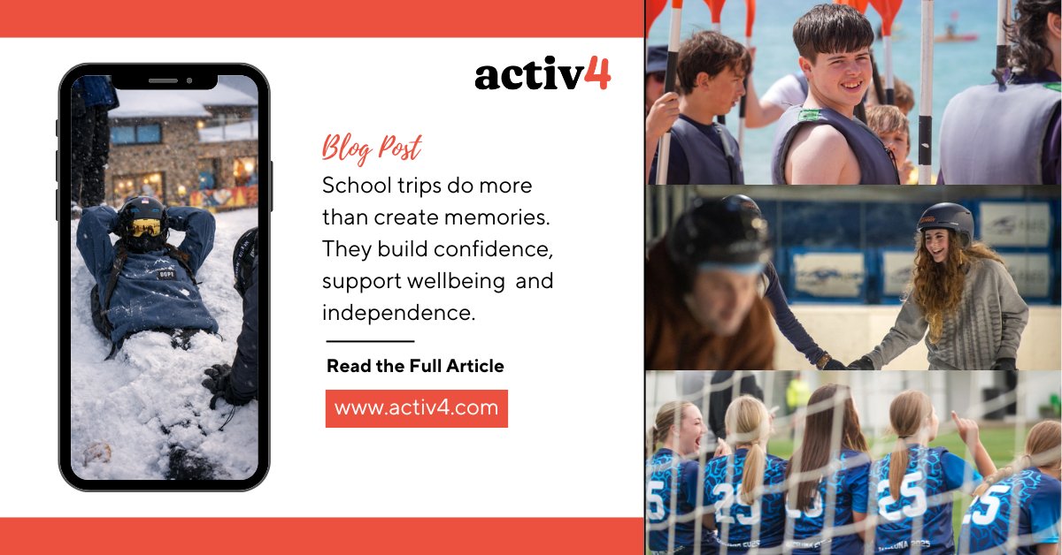 activ4's tweet image. New month. New opportunities beyond the classroom.

School trips do more than create memories.
They build confidence, support wellbeing and develop independence.

Read the full impact 👇
activ4.com/the-impact-of-…

#Schooltrip #Wellbeing #NewMonthNewGoals