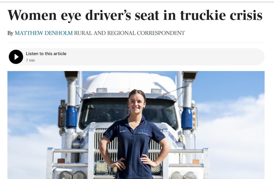 MatthewRDenholm's tweet image. Nation looks to women to fill truckies shortage as truck driver numbers crash theaustralian.com.au/nation/women-e… via @australian #trucking #truckies #transport #supplychain #freight #equalopportunity #workforce #auspol