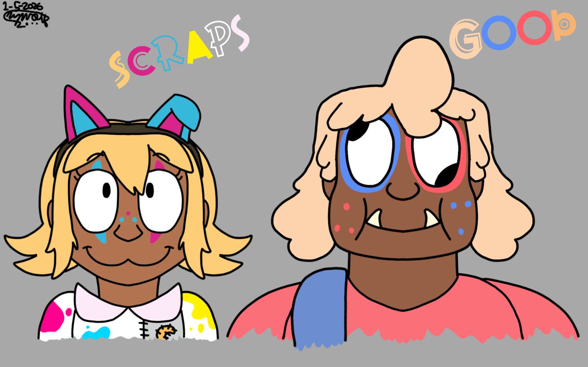 ThatSussyCywolf's tweet image. My take on human #Scraps and human #Goob 

#dw #dandysworldart #dandysworld #dandysworldfanart #dandysworldgoob #dandysworldscraps #art #fanart