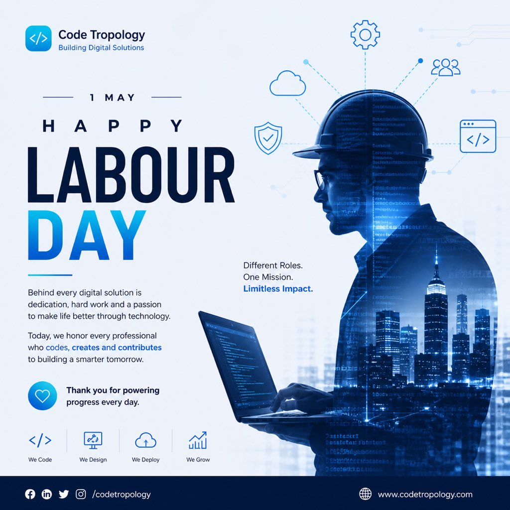 Codetropology's tweet image. Different roles. One mission. 💻
Building the digital future every day.

Happy Labour Day from Code Tropology 🚀

#LabourDay #WebDevelopment #Tech #CodeTropology