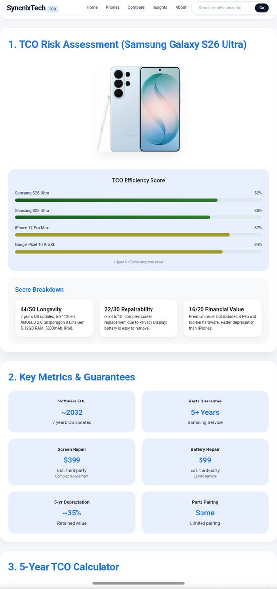 SyncnixTech's tweet photo. Samsung Galaxy S26 Series TCO reviews out also, check here [https://t.co/0aOrGo1ch4]. @SamsungMobile @SamsungMobileUS, #samsung #android #tco #syncnixtech https://t.co/cSZ6emly88