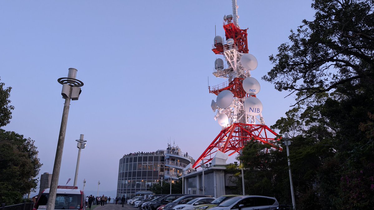 稲佐山で夜景、混みコミ