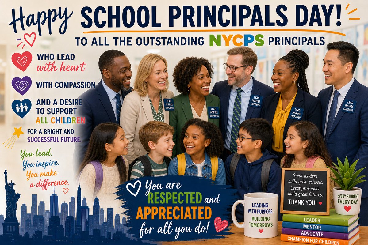 CPACNYC's tweet photo. Happy National School Principals Day 
Thank you for your leadership, your commitment and the heart you bring to our schools every day. Because of you, our children are supported, inspired, and set on a path toward a bright and successful future.
#SchoolPrincipalsDay @FollowCSA https://t.co/xGh70heYKx