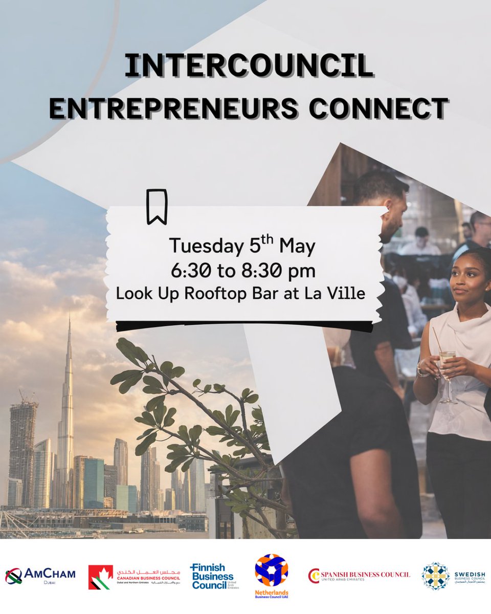 spanishbc's tweet image. 🚀 INTERCOUNCIL ENTREPRENEUR CONNECT

🎟 AED 75 (includes one drink &amp;amp; canapés)
✅ Registration: Mandatory - spanishbusinesscouncil.ae/events/interco…
*️⃣ Exclusive for SBC Members (Maximum two attendees per company)

#DubaiEvents #Networking #Entrepreneurs #BusinessCommunity
