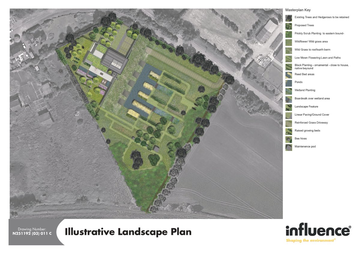 influence__ltd's tweet image. Pleased to have supported a fantastic team in securing #planning for a #Paragraph84 house with a #landscapedesign #LandscapeVisualAppraisal 

Set within a private nature reserve it draws on local earth berms &amp;amp; the grid of historic Nissan huts, shaping the landscape approach