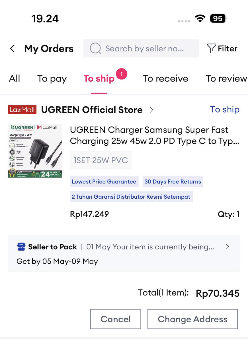 linnnnst's tweet photo. lumayan dapet charger ugreen murce☺️ https://t.co/s7lRZPEEIY