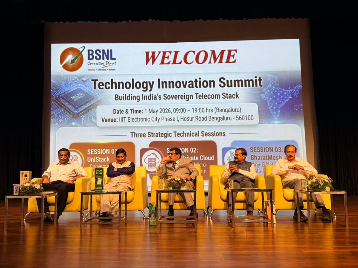 BSNLCorporate's tweet image. #BSNL is bringing innovation to the forefront  co-creating the future of telecom, together.

The Technology Innovation Summit 2026 in Bengaluru was inaugurated by CMD of BSNL Shri A. Robert J. Ravi, in the presence of Director EB Shri Papa Sudhakara Rao, Director CM Shri Sandeep