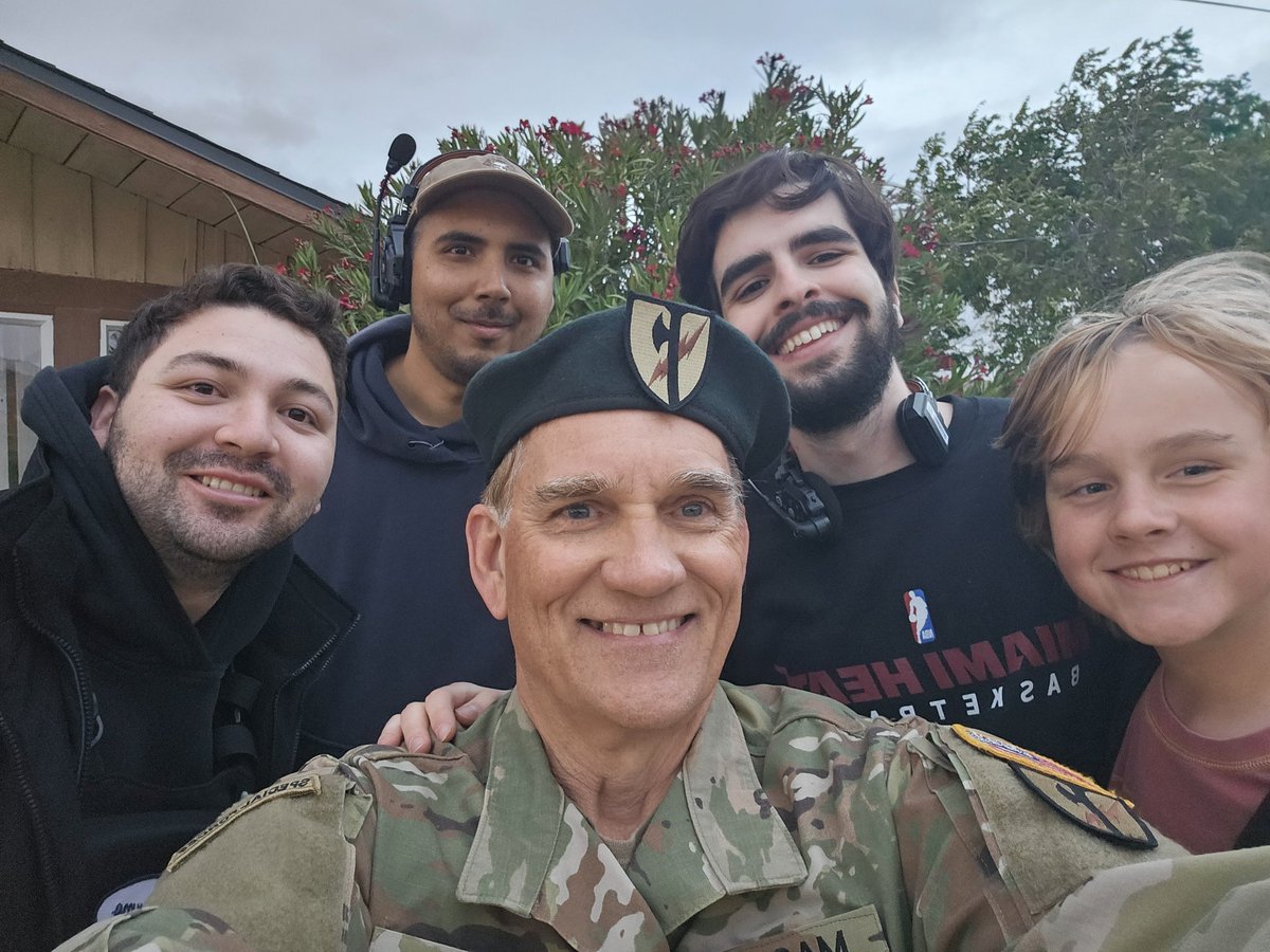 RussHutch's tweet photo. Last weekend working with very talented young filmmakers near LA.  Writer/Director/Producer Tiago Tofani and crew made me feel right at home despite portraying one of the worst villains in the world, soldier Maguire.  The future of our industry is in very good hands ❤️ 🤍 💙 https://t.co/B2lwLsmEDZ