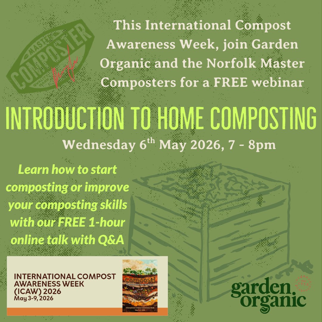 FoDDC's tweet photo. If you’d like to get started or are looking to improve your composting skills, you are invited to join Garden Organic and the Norfolk Master Composters for a free online 'Introduction to Home Composting' webinar on Wednesday 6 May at 7pm. 
https://t.co/X0IswU82re https://t.co/SbFmxWmAKk
