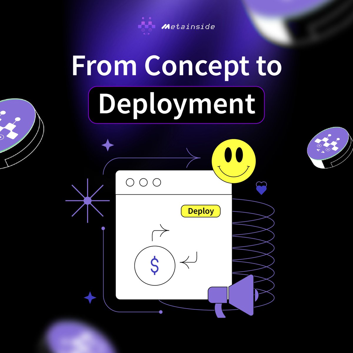 MetaInside's tweet image. ⚙️🚀 From Concept to Deployment

Most platforms stop at prototyping.
But with MetaInside, builders can go all the way:

⚙️ Build
🧪 Test
🚀 Deploy

From idea to live dApp - all in one AI-powered workflow.

#Web3 #AI #dApps #Blockchain #NoCode