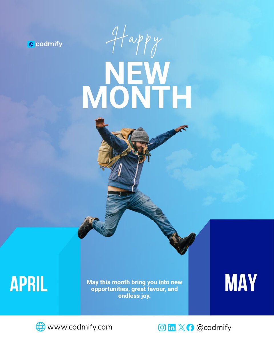 Happy New Month! 

Welcome to May.🥳

#happynewmonth #may #codmify #businessgrowth #tech