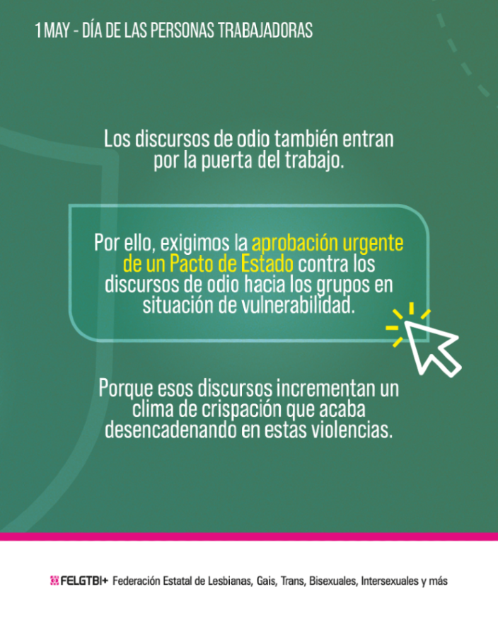 FELGTBI's tweet photo. ✊🏾Queremos entornos laborales donde no tengamos que escondernos, justificarnos ni protegernos del odio. https://t.co/wTv1yIZDGU