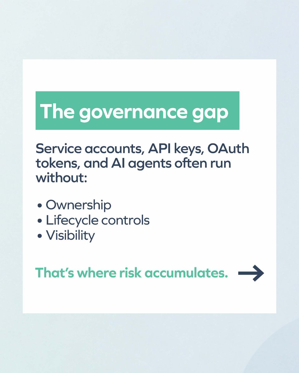 OmadaIdentity's tweet image. Non-human identities don’t manage themselves - yet most governance still treats identity as human-only.
 
Service accounts, API keys, and AI agents often run without ownership or control.

Learn the 5 essentials 👇
bit.ly/4ehpq9f

#IGA #NHIs #AIagents