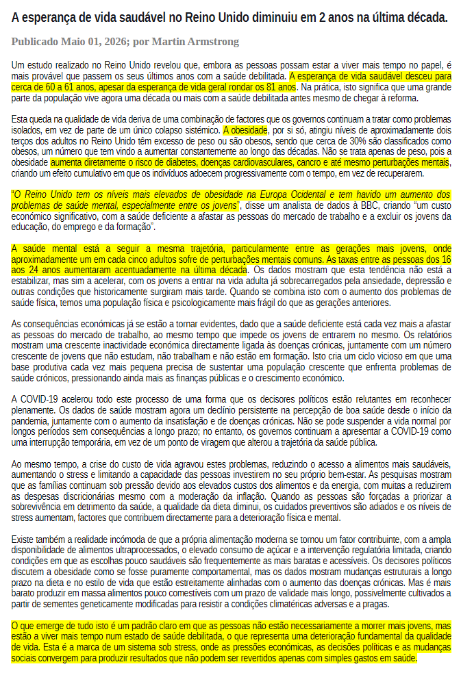 EUROPA ─ RECESSÃO GARANTIDA
Fonte: armstrongeconomics.com/international-…
Artigo da BBC: bbc.com/news/articles/…