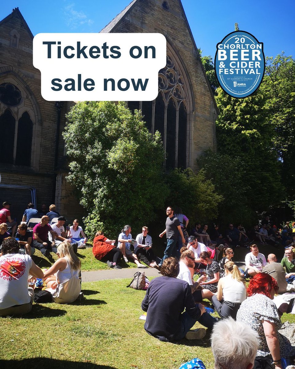 ChorlBeerFest's tweet image. Tickets are now on sale for the 20th Chorlton Beer &amp;amp; Cider Festival.

Early Bird tickets are limited and available now.

Book here: chorltonbeerfestival.org.uk/tickets/

#Manchester #Chorlton #CraftBeer #RealAle