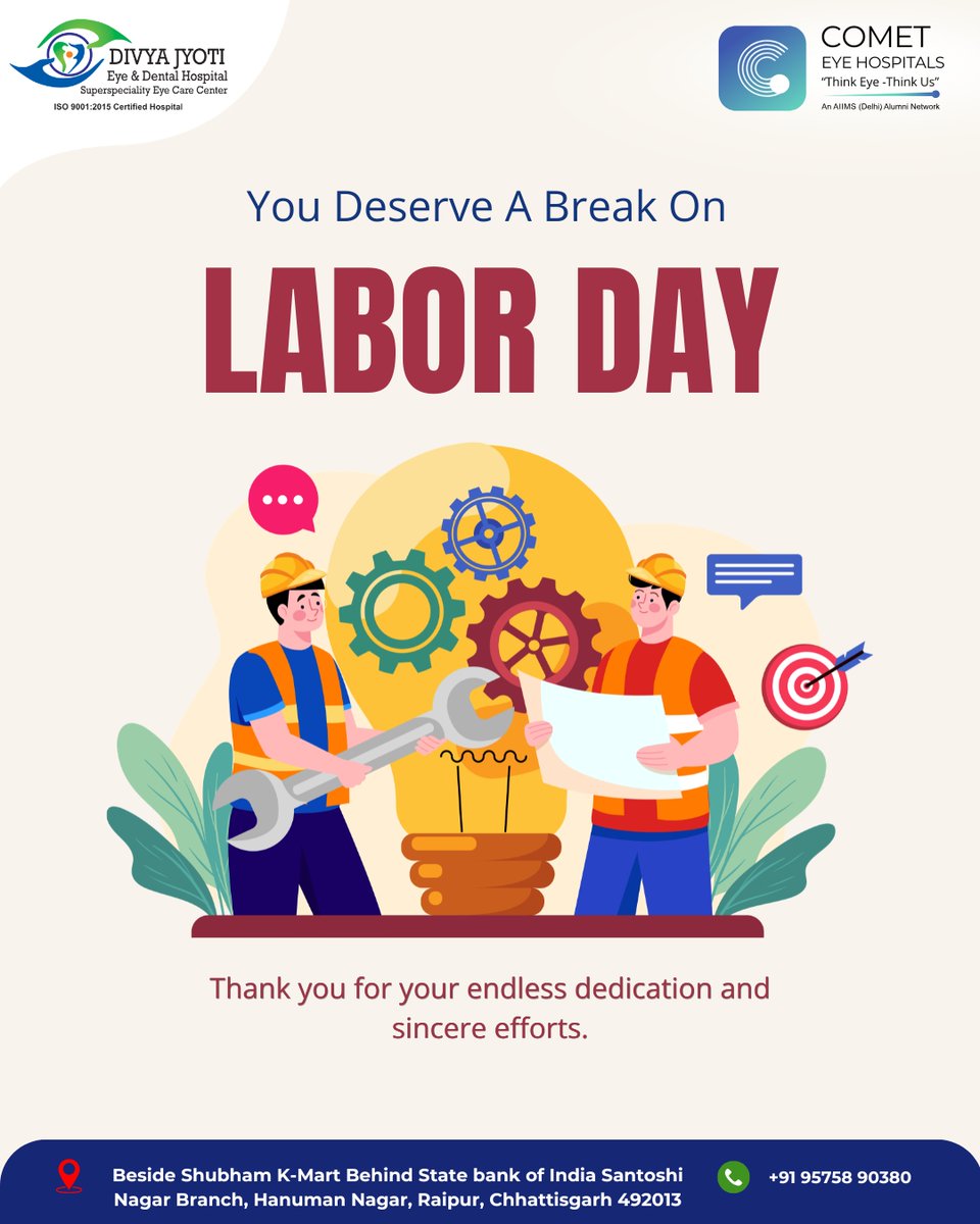 divya_jyot3652's tweet image. Happy Labor Day. Hard work today builds a better tomorrow. Your consistent efforts and determination shape a brighter future not just for yourself, but for those around you. 

#labourday #workersday #hardworkpaysoff #dedication #motivation #divyajyotieyehospital