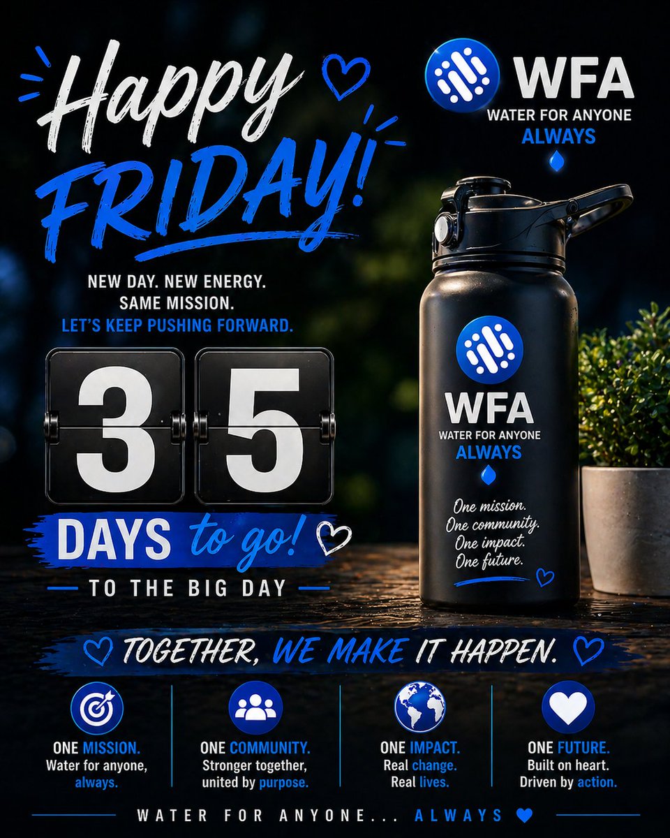 gm wfa 💧

happy friday  35 days to go ⏳
we’re getting closer, and the vision is getting clearer.

#solana #memecoin