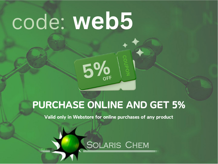 solarischem's tweet image. Unlock savings on premium organic materials. 🧪 Get 5% OFF all online orders at our webshop. From academic labs to large-scale production, everyone qualifies for these savings on our polymers, fullerenes, and dyes. 👇 Link in bio to shop.  #MaterialScience #OrganicElectronics