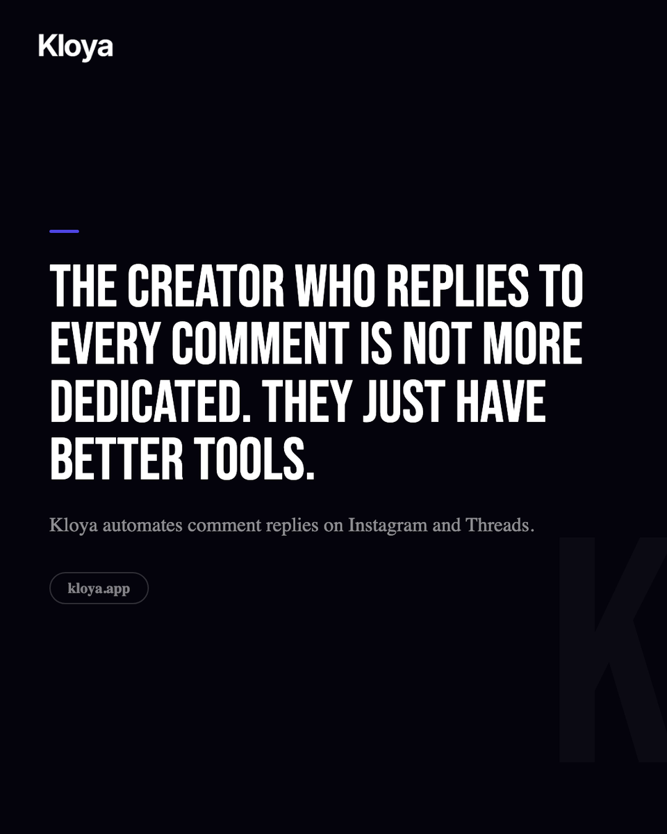 KloyaApp's tweet photo. Your fans are asking questions in your DMs right now.

Kloya is answering them. Every message. In your voice. 24/7. On Instagram and Threads.
#Kloya #DMAutomation #InstagramMarketing #ContentCreator #CreatorTools https://t.co/bLEGagZVFO