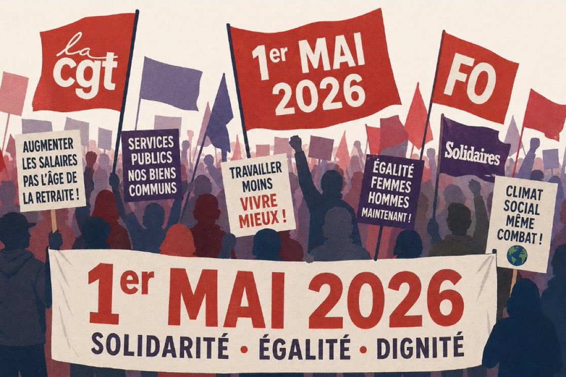 #1erMai Dans l'Ouest du territoire, rendez-vous est donné : 
🚶🏻‍♀️🚶🏻🚶🏼‍♂️ à #Nantes, à 10h30, au Miroir d'Eau
🚶🏻‍♀️🚶🏻🚶🏼‍♂️à #Rennes, à 11 h, pl. Jean-Normand, pour un cortège en direction de l’esplanade Charles-de-Gaulle. Un deuxième cortège s’élancera depuis l’esplanade Charles de Gaulle