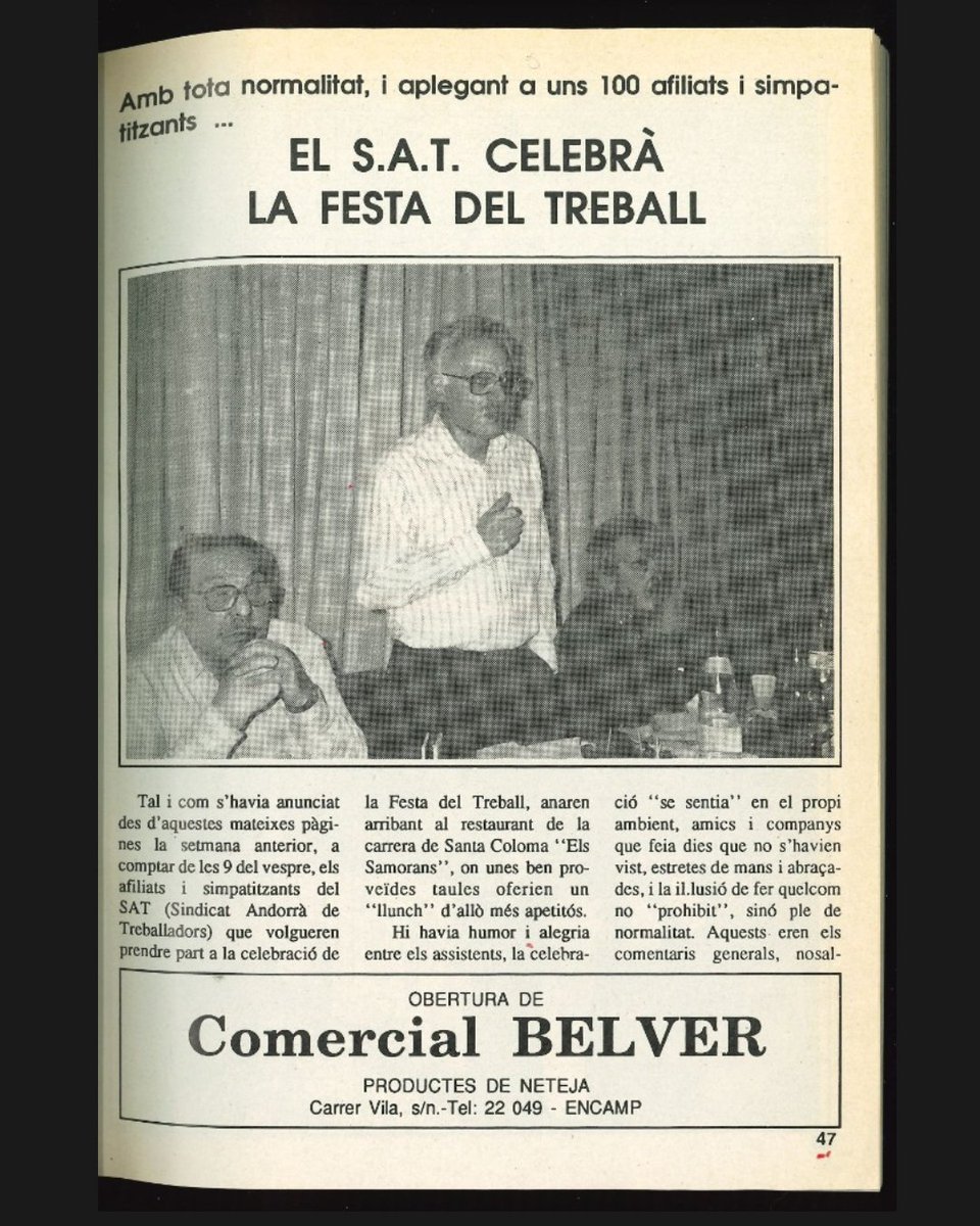 BiblioAndorra's tweet photo. 📜 Aquestes imatges són un testimoni excepcional de la lluita obrera a Andorra  a l'inici de la dècada dels 90. Recullen la celebració de la Festa del Treball del S.A.T. (Sindicat d’Andorrà de Treballadors), un moment en què el sindicalisme començava a treure el cap amb força. 🇦🇩 https://t.co/pGLDavjeYw