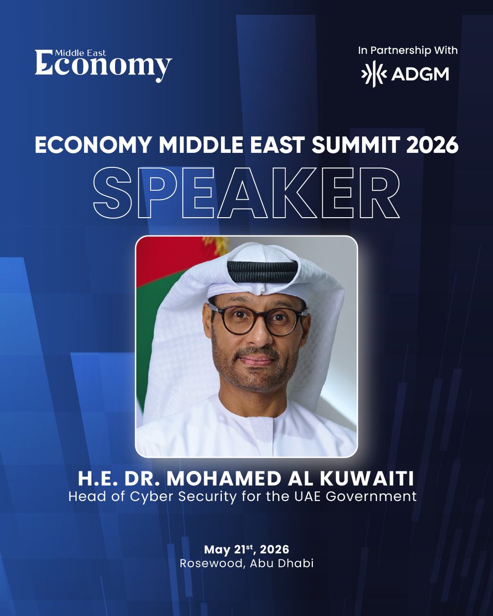 H.E. Dr. Mohamed Al Kuwaiti, Head of Cyber Security for the UAE Government, will take part in the Economy Middle East Summit 2026 on May 21, 2026, joining the panel titled “AI &amp; Technology: New Infrastructure Reshaping Business”.

Register now: economymiddleeast.com/summit-registr…