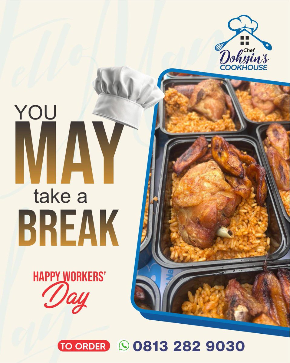 ChefDCookhouse's tweet photo. Happy New Month &amp; Happy Workers’ Day 
To everyone putting in the work every day, we celebrate you!
Here’s to a new month filled with progress, good food, and well deserved wins
Thank you for always supporting Chef Dohyin’s Cookhouse! https://t.co/OfxXgVDDYw