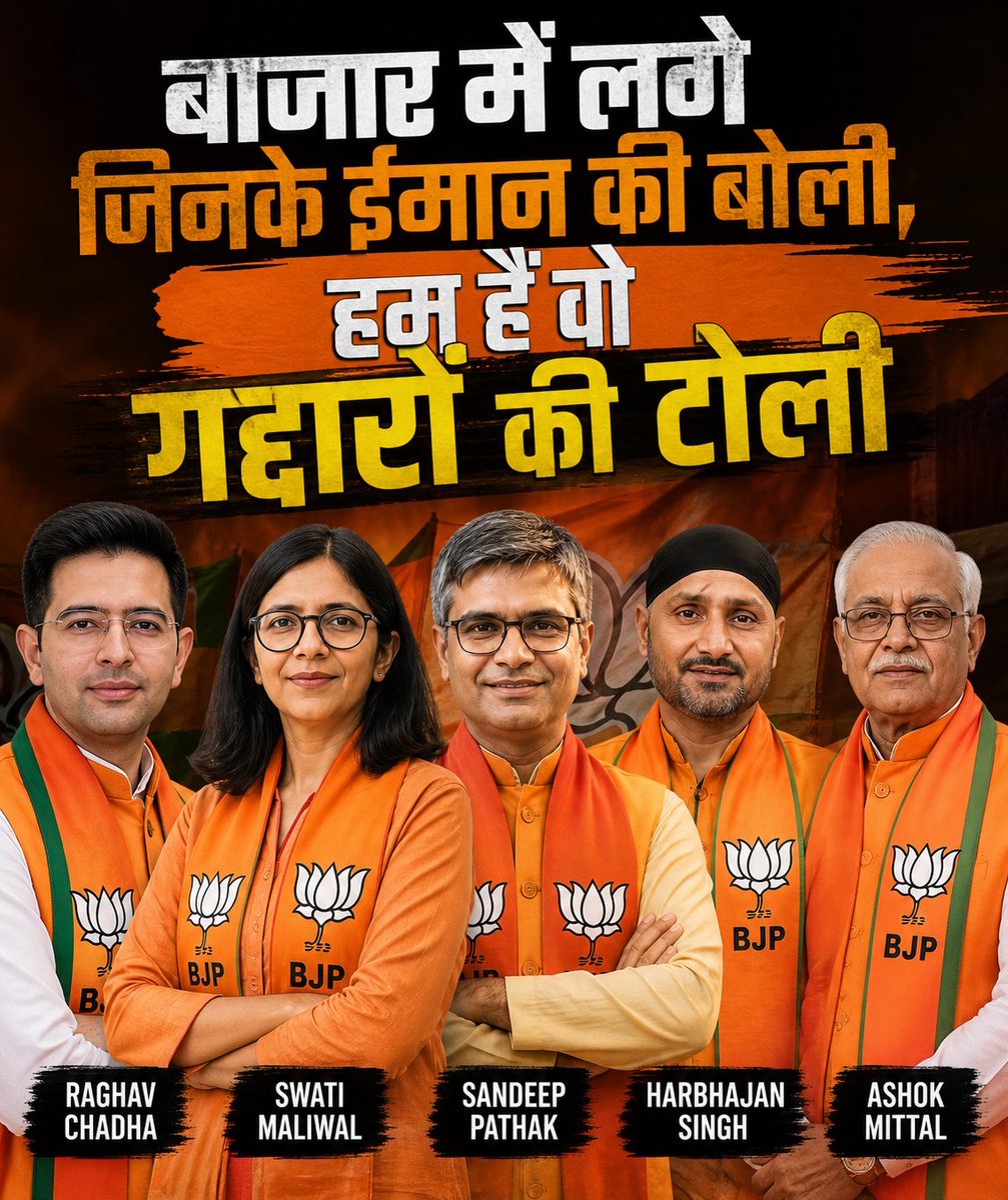 Latest blockbuster flop now playing in the theatre of India’s common public: 'Gaddaron Ki Toli!'🔥

Starring: <a href="/raghav_chadha/">Raghav Chadha</a>, <a href="/SwatiJaiHind/">Swati Maliwal</a> <a href="/SandeepPathak04/">Dr. Sandeep Pathak</a> <a href="/harbhajan_singh/">Harbhajan Turbanator</a> <a href="/DrAshokKMittal/">Ashok Kumar Mittal</a> <a href="/vikramsahney/">Vikramjit Singh MP</a>