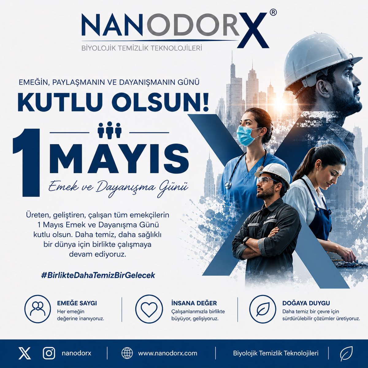 nanodorx's tweet photo. Emek, üretim ve değer katan herkesin günü kutlu olsun.
Daha temiz, daha sağlıklı ve sürdürülebilir bir gelecek için çalışan, üreten ve katkı sağlayan tüm emekçilerin yanındayız.
Biz NANODORX olarak; temizliği sadece yüzeyde değil, kaynağında çözmeye devam ediyoruz.
#1Mayıs https://t.co/GAGPIRW9WI