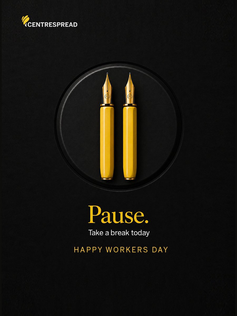 CSPGrey's tweet photo. Drop the pen, close the laptops, take a break; you deserve it.
Happy Worker's Day
#Centrespread #Workersday #May1 #TGIF #Workersday2026 #HappyWorkersday https://t.co/RRT87ok7I8