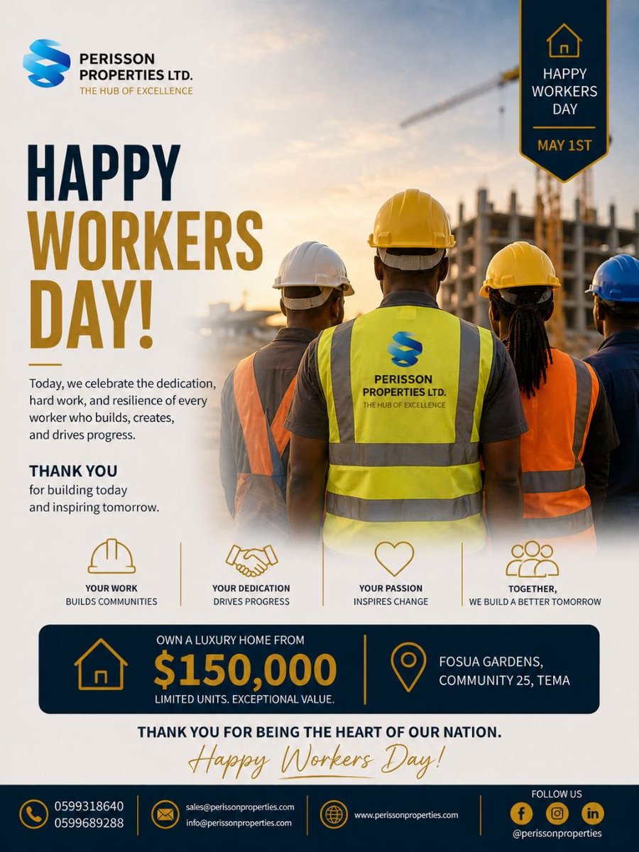 perissonpropt's tweet image. Today, we celebrate the dedication that builds lives, shapes communities, and creates the places we call home.

Happy Workers’ Day from all of us at Perisson Properties.

#PerissonProperties
#NewMonth
#RealEstate
#MayDay