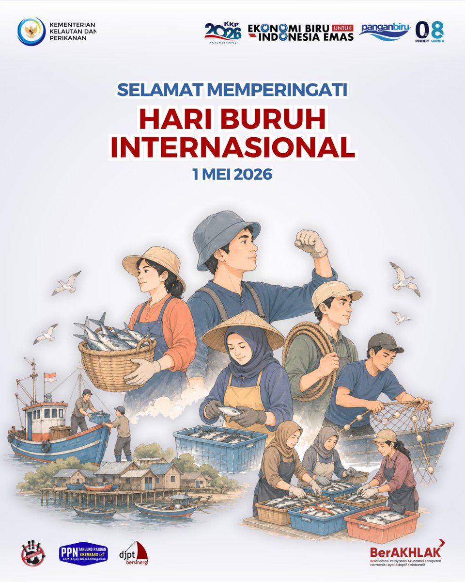 ppn_tgpandan's tweet image. Selamat Hari Buruh Internasional untuk para nelayan, para pekerja di industri perikanan, pelaku usaha, dan seluruh pekerja di dunia ini.

#HariBuruhInternasional
#2026KKPGrowStronger #PanganBiru
#DJPTDisiplin #PPNTanjungpandan