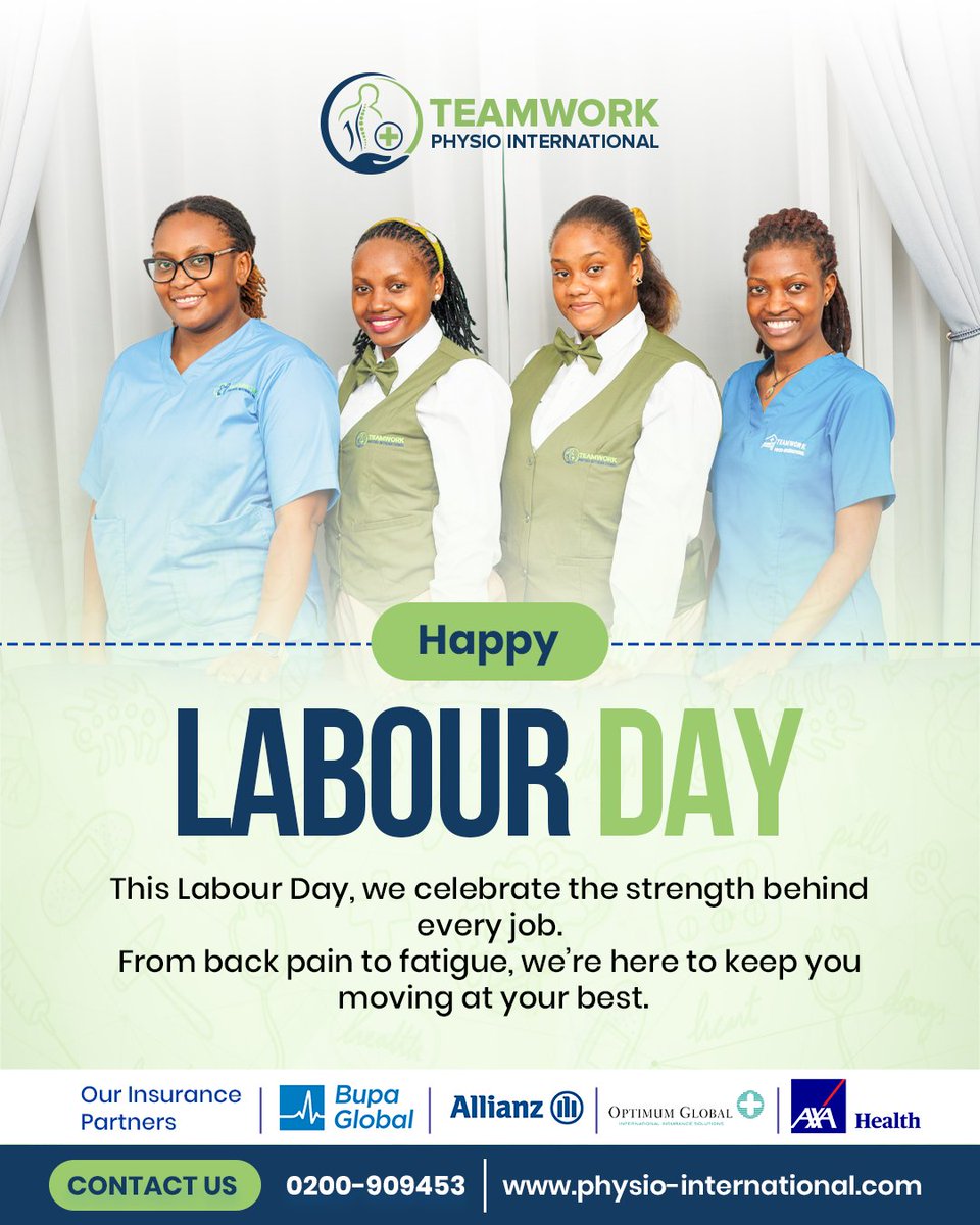 PhysioTeamwork's tweet image. This Labour Day, we celebrate your strength—and remind you to take care of it. From back pain to fatigue, we’re here to keep you moving at your best.

📞 0200-909453
🌐 physio-international.com

#LabourDay #TeamworkPhysio #StayActive #PainFreeLiving #Rehabilitation #HealthyWork
