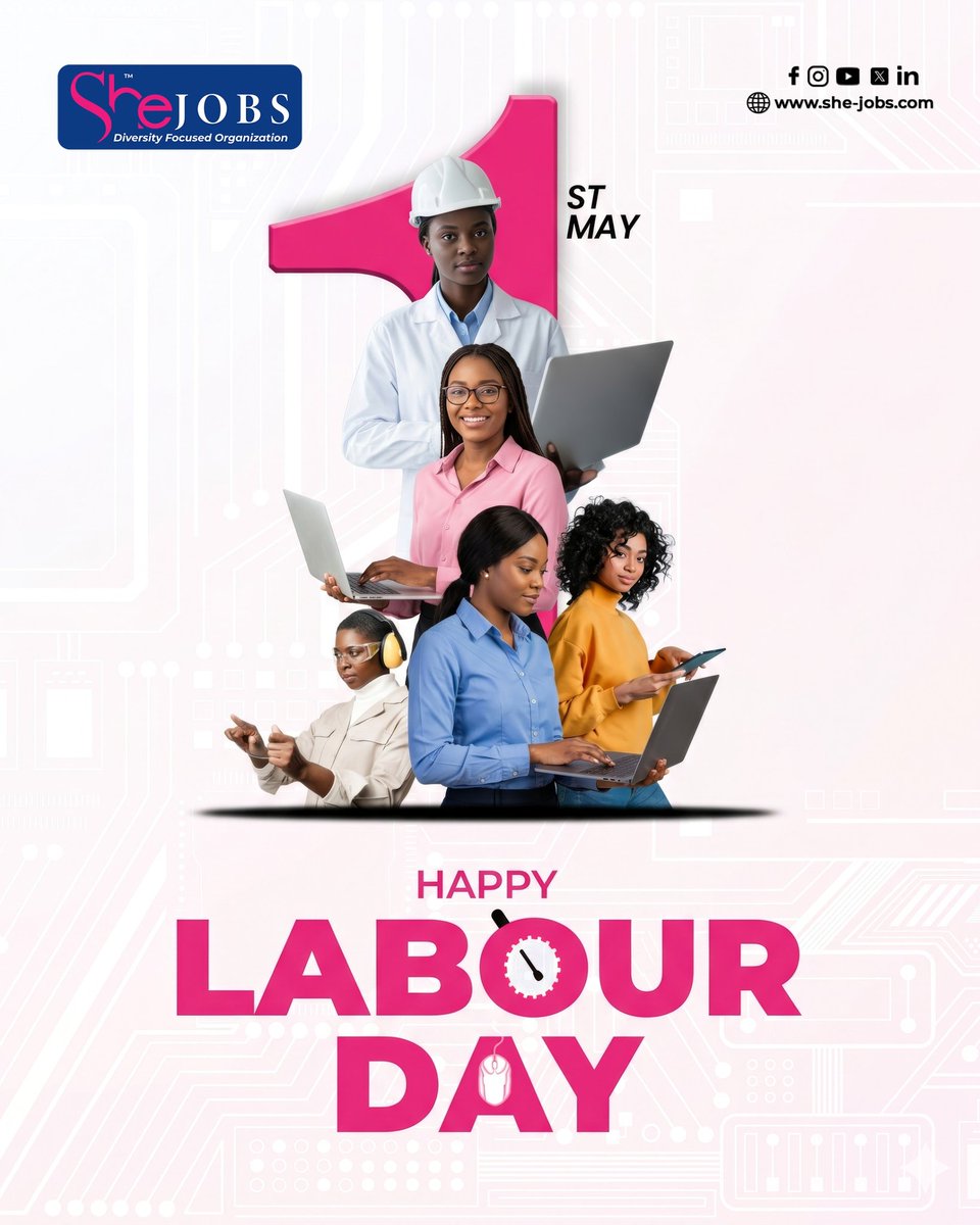 SheJobs's tweet photo. On International Workers’ Day (commonly knows as the labour day), we recognise the strength, resilience, and contributions of every working professional.

At SheJobs, we remain committed to creating opportunities that empower women to thrive. 

#SheJobs #Labourday #jobportal https://t.co/nVr18ael4h