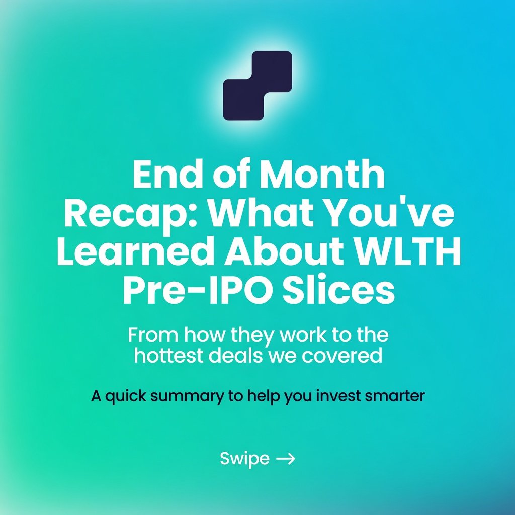 AmeerAbdulaleem's tweet photo. End of April Month Recap : What You’ve Learned About WLTH Pre-IPO Slices 🔥
This month we broke down everything you need to know.

🧵 THREAD👇

https://t.co/6EFfIOAgcp
#PreIPO #WLTH #Web3 https://t.co/9F3XJNHiLE