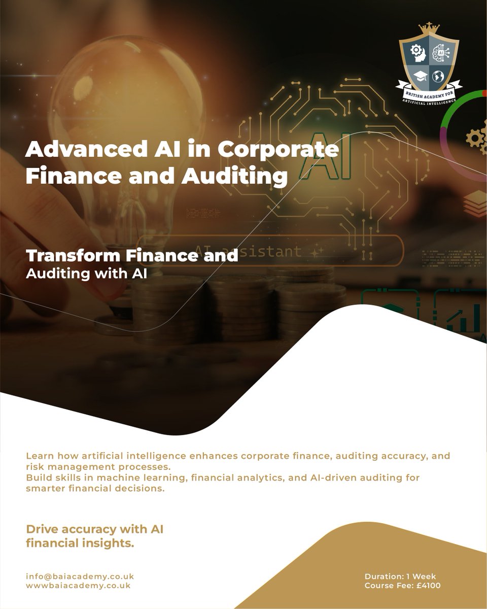 BaiAcademy's tweet image. Transform finance and auditing with AI and unlock smarter financial decision-making. 
Enroll now: baiacademy.co.uk/ai-accounting-…
facebook.com/BritishAcademy…
instagram.com/britishacademy…
linkedin.com/company/britis…
uk.pinterest.com/britishaiacade…
x.com/BaiAcademy
#AIFinance #Auditing #MachineLearning