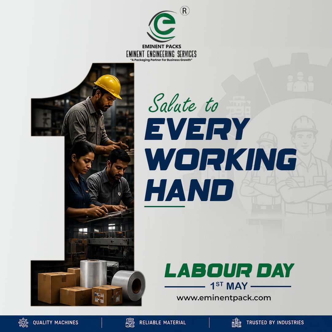 EminentPacks's tweet photo. Hard work builds every industry.
Dedication drives every machine.
Today we honour the workers who make progress possible.

Happy Labour Day – 1st May

#packagingindustry #cartonbox #printingmachine #labourday https://t.co/Ok16HuVPCd