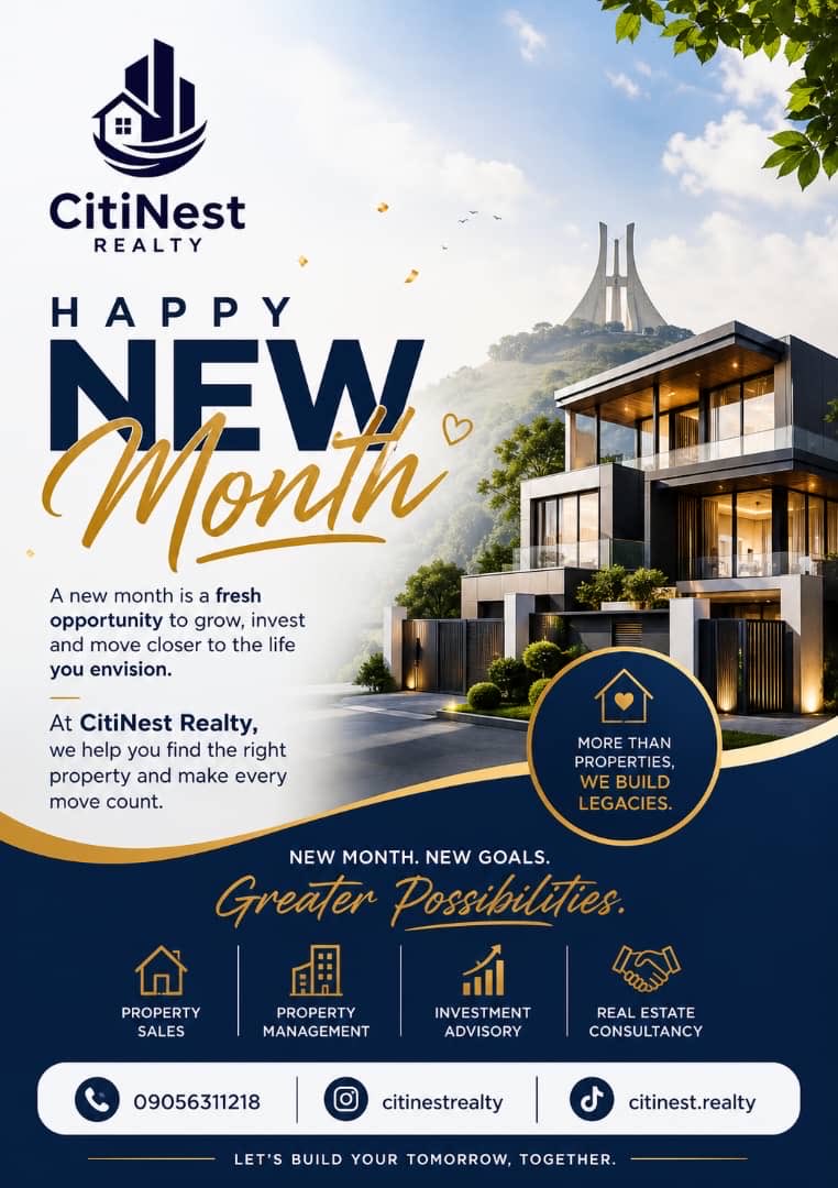 CitinestRealty's tweet photo. New month, new goals, and new opportunities.

Welcome to a month of greater possibilities, smart investments, and brighter beginnings.

Happy New Month from CitiNest Realty.

📞 09056311218
Instagram: @citinestrealty
TikTok: @citinest.realty https://t.co/b4v55xJDxO
