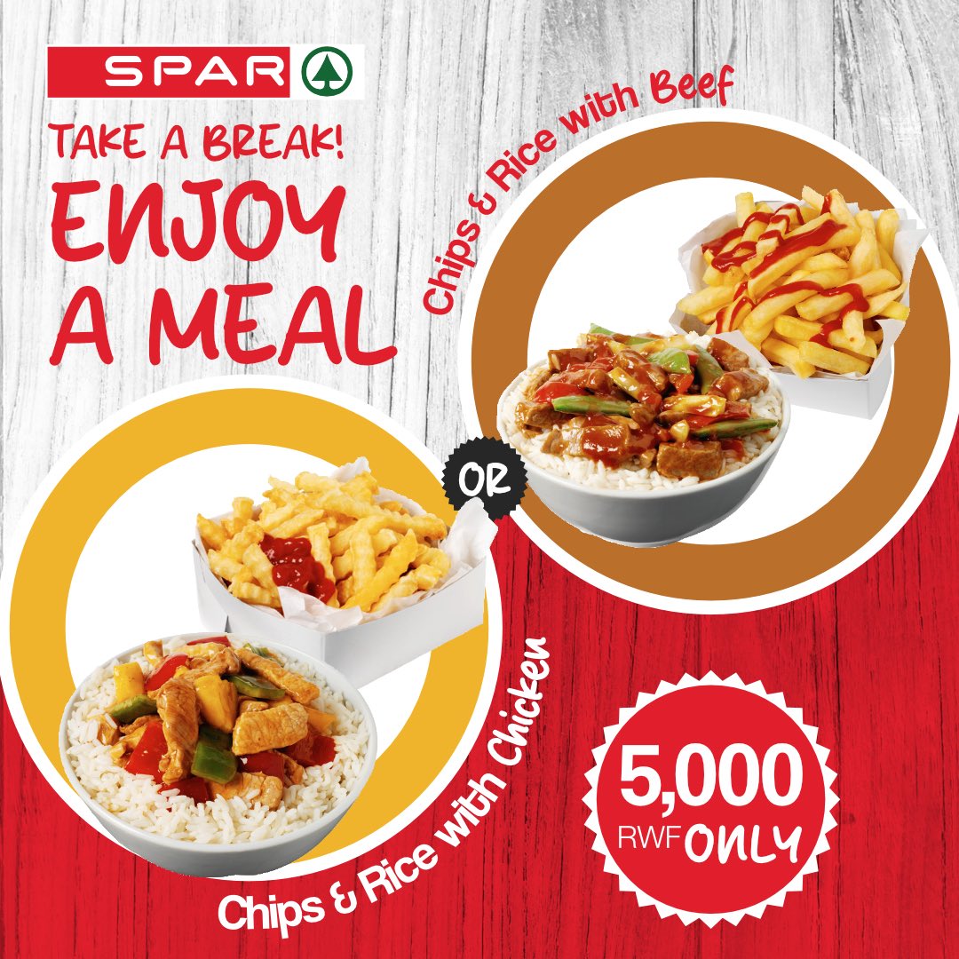 SparRwanda's tweet photo. A meal break shouldn’t be complicated… it should be satisfying 😌
Whether you’re team chicken or team beef, we’ve got the perfect combo waiting for you.

Big flavor. Right price. Zero stress.
Pull up, take a break and treat yourself today.

#LunchBreak #FoodDeals #SparNiSawa https://t.co/m7wHpDzADY