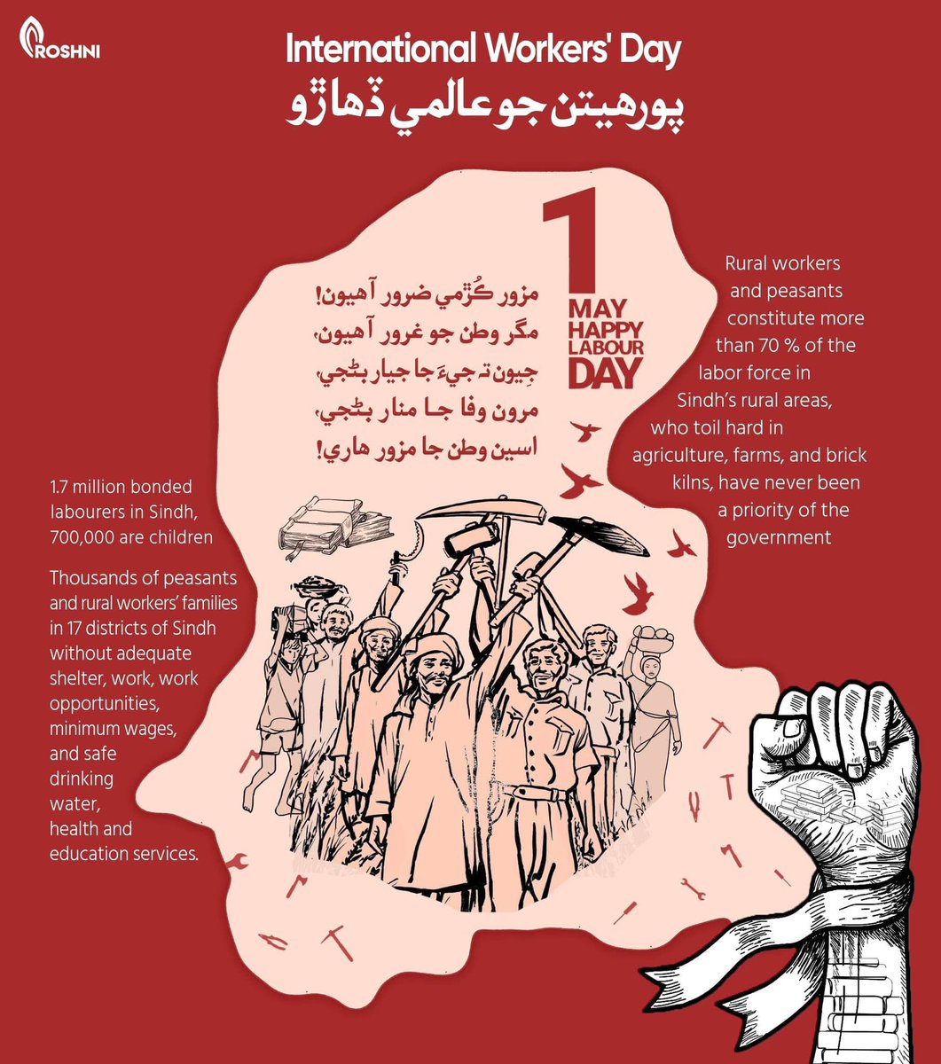 Roshnipub's tweet image. محنت کشوں کا عالمی دن
International Workers Day 
يوم مئي : پورهيتن جو عالمي ڏھاڙو 

#internationalworkersday
#InternationalLabourDay #workersrights #Plight #workersoftheworldunite #labourday2026 #InternationalWorkersDay #MayDay2026 #haymarket #Haymarketmassacre