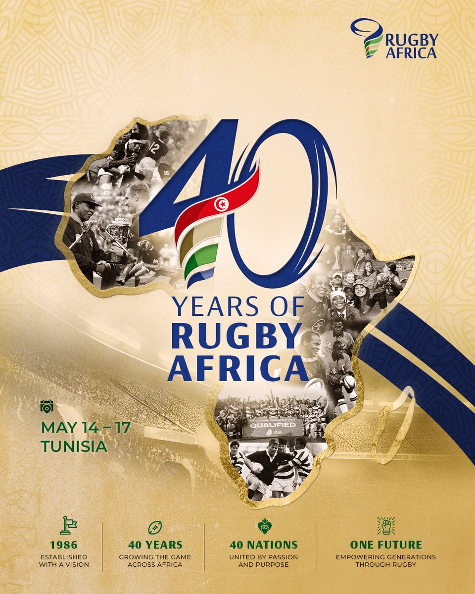 Image for the Tweet beginning: 40 years of Rugby Africa