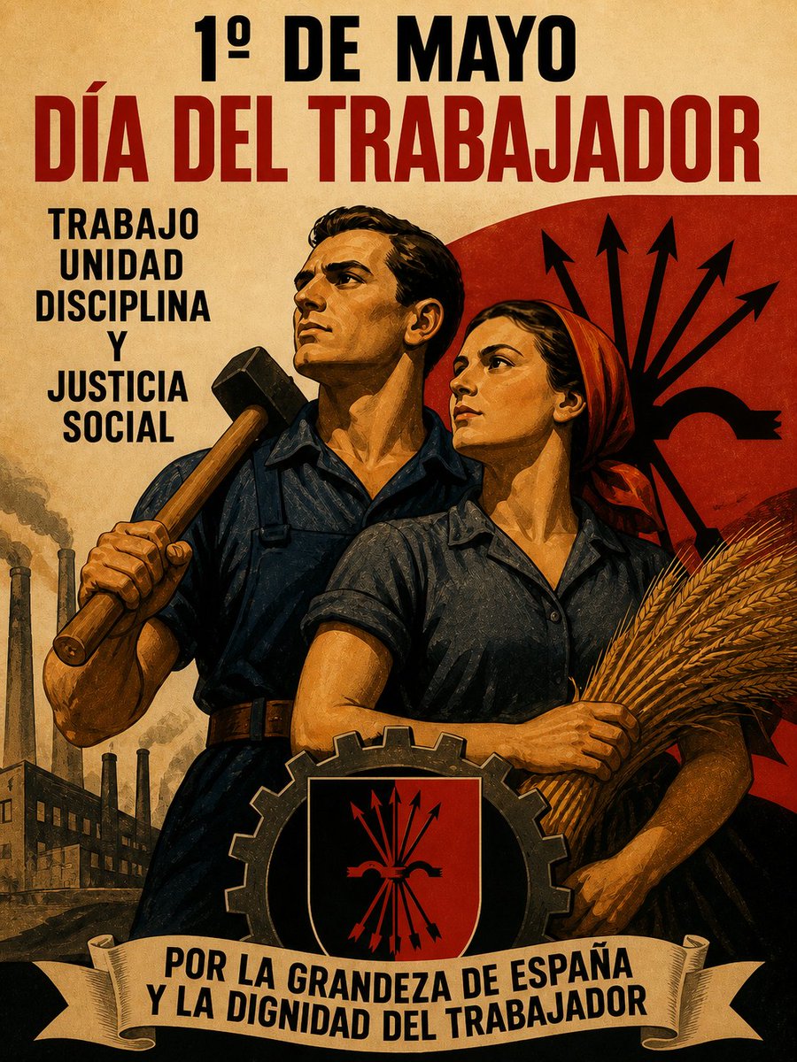 Orgulloso de ser obrero y español: trabajo, honor y justicia social para quienes sostienen la nación con su esfuerzo diario 🇪🇸⚒️⚙️✋🏻 #DíaDelTrabajador #1DeMayo