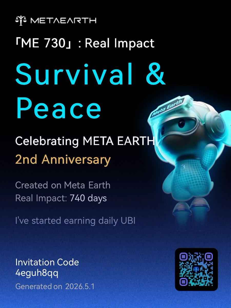 no_2_face's tweet photo. 「ME 730」: Real Impact I’ve earned 1.75 MEC on Meta Earth and helped 8 people start their daily unconditional basic income This is my real impact. Click the link below to join, you can also create your own imp... Read more:
https://t.co/291akIltDF https://t.co/uEn3DfvY2D